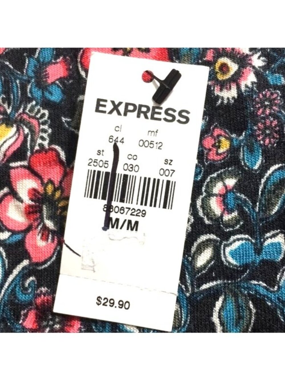 Express Womens Cami Crop Top Black Multicolored Floral Spaghetti Straps Size M/M - Picture 4 of 5